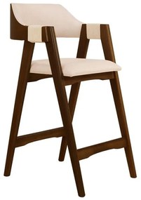 Banqueta Estofada Ottawa Cappuccino e Linho Off White
