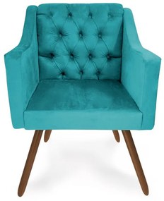 Poltrona Decorativa Capitonê Amanda Retrô Turquesa - Loja Sheep - Ciano escuro