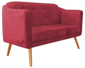 Namoradeira Bruna 1,40 m 2 Lugares Pés Palito Suede Vermelho