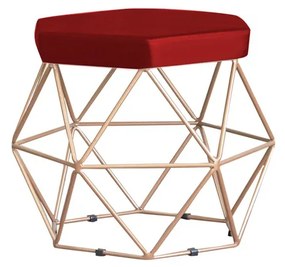 Puff Decorativo Base Gold Elsa Suede Vermelho G41 - Gran Belo