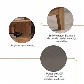 Rack Adria 1.60 Cinza Perola/Noce - Casa D Móveis