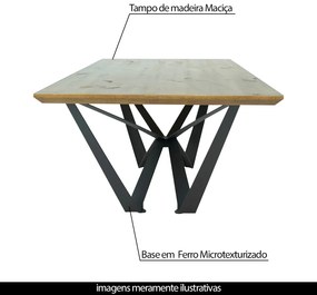 Mesa de Jantar Base de Ferro Shaman 220cm Castanho Oregon G04 - Gran Belo