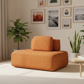 Sofá Módulo Central 140cm Orgânico Sala Berlim Bouclê K01 - D'Rossi - Caramelo