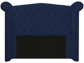 Kit Cabeceira e Calçadeira Veneza 160 cm Queen Size Suede Azul Marinho - ADJ Decor