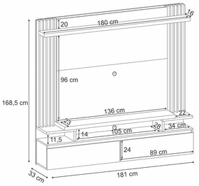 Home Suspenso Decorativo Picon para Tv até 55 Pol Cinamomo/Off White G26 - Gran Belo