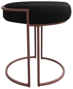 Puff Redondo Base Industrial Cobre Kit 2 Love Suede - Preto