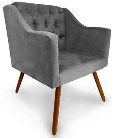 Poltrona Decorativa Capitonê Amanda Retrô Cinza  - Loja Sheep - Cinza