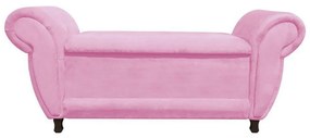 Recamier com Baú Itália Namoradeira Calçadeira Suede Rosa Bebê - D'Rossi