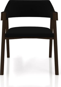 Cadeira Sala de Jantar e Jogos Carteados Madeira Maciça Poker Veludo Preto/Capuccino G42 - Gran Belo