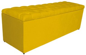 Calçadeira Estofada Liverpool 160 cm Queen Size Suede Amarelo - ADJ Decor