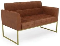 Sofá Namoradeira Base Industrial Dourado Ana Sintético PU Nozes - Ibiz