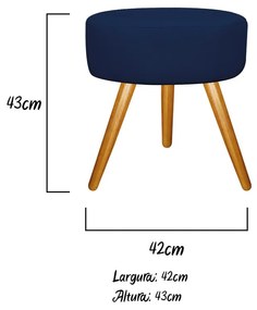 Kit 02 Puffs Sofia Palito Mel Suede Azul Marinho - ADJ Decor