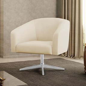 Poltrona Decorativa Giratória Cromada Stella Linho D03 - D'Rossi - A27 Areia