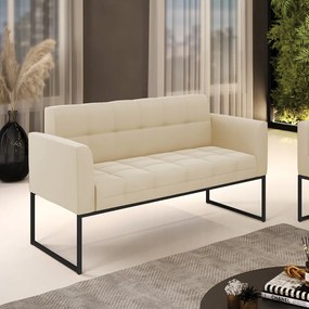 Sofá Namoradeira Elisa Suede Base Metálica Industrial Preto - D'Rossi - Bege