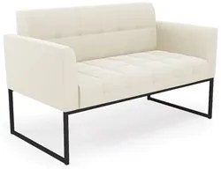 Sofá Namoradeira e 2 Poltronas Base Industrial Preto Ana Veludo Bege -