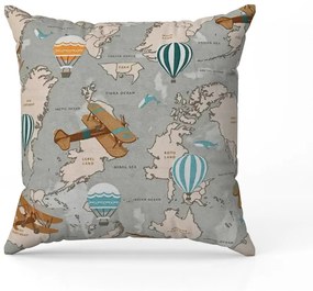 Capa para Almofada Tecido Estampado Mapa Mundi D75 42x42 cm - D'Rossi