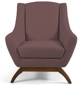 Kit 02 Poltronas Decorativas Sala de Estar Base de Madeira Naomi Veludo Rosê G15 - Gran Belo