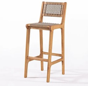 Banqueta Alta Trama Stain Jatobá Corda Rami 106cm - 78573 Sun House