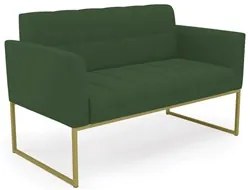 Sofá Namoradeira Base Industrial Dourado Ana Veludo Verde - Ibiza