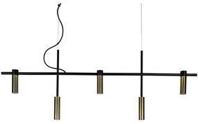 Pendente Barão 121X43Cm 5Xmr11 / Cabo Aço Chumbador + Cabo Rayon | Usi... (BT - Branco Texturizado)