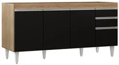 Balcão Gabinete 160cm Sem Tampo 4 Portas 2 Gavetas Arkansas Castanho/P