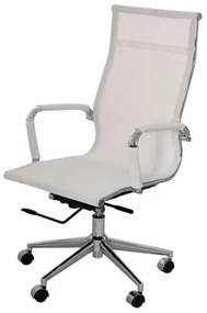 Cadeira Office Eames Alta Tela Mesh Branca com Base Rodizio Cromada - 16791 Sun House
