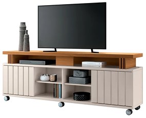 Bancada Decorativa Grohl 1.3 Porta Deslizante TV até 70 Pol Off White/Cinamomo G26 - Gran Belo