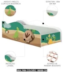 Cama Solteiro Infantil Baixa Para Colchão 188x88cm Dinossauro K06 - Mp