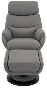 Poltrona de Massagem Giratória Alasca com Aquecimento Apoio para os Pés PU Cinza G56 - Gran Belo