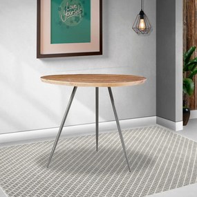 Mesa Sala de Jantar Cozinha Vivassi Redonda 107cm Grafite Madeira Maciça Driftwood G54 - Gran Belo