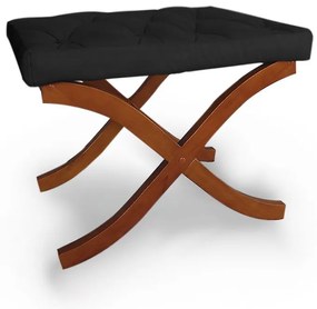 Puff Decorativo Joice Base Madeira Suede Preto - Sheep Estofados