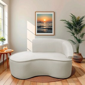 Divã Recamier Curvo Sala de Estar Recepção Marrocos 150cm Lado Esquerdo Linho