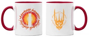 Caneca Mordor Ring Senhor dos Anéis Branca com Alça Vinho