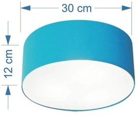 Plafon Cilíndrico Md-3010 Cúpula em Tecido 30x12cm Azul Turquesa - Bivolt