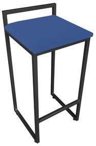 Banqueta Pietra Suede Base Preto - Azul Royal