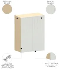 Armário de Cozinha 60cm 2 Portas Pierre Carvalho/Cinza L01 - Mpozenato