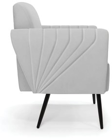 Sofá Namoradeira com 2 Poltronas Pés Palito de Ferro Bruna Suede - D'Rossi - Cinza