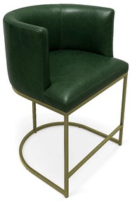 Banqueta Paola Sintético PU Verde Base Metálica Dourada D03 - D'Rossi
