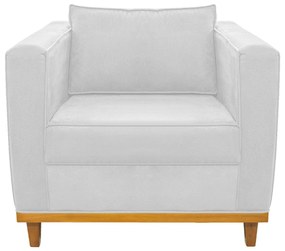 Poltrona Decorativa Europa Suede Branco ADJ Decor