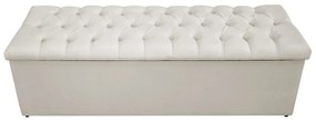 Recamier Baú Estofada Mel 195 cm King Size Com Capitonê Suede Bege - ADJ Decor