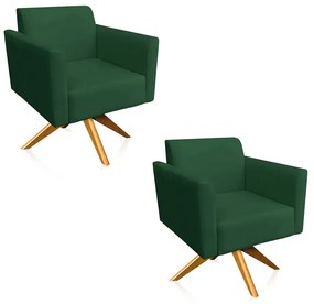 KIT 02 POLTRONAS GIRATORIA MARISA SUEDE - Verde