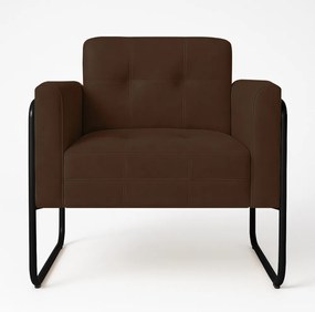 Poltrona Sala Industrial Alta Tubo Preto Elisa Suede D03 - D'Rossi - Marrom