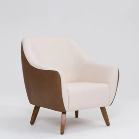 Poltrona Decorativa Pauline D07 Corano Terracota e Linho Pérola - D'Rossi