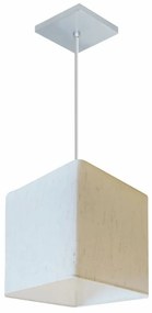 Lustre Pendente Quadrado Md-4223 Cúpula em Tecido 15/13x13cm Linho Bege - Bivolt
