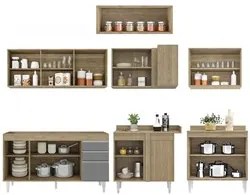 Armário de Cozinha Modulado de Canto 7 Peças CP22 Balcão sem Tampo Cas
