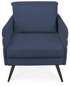 Poltrona Mari Suede Pés Palito de Ferro Marrom - D'Rossi - Azul Marinho