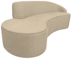 Sofá Decorativo 3 Lugares 210cm Abby Encosto Direito Curvo Veludo Creme G15 - Gran Belo
