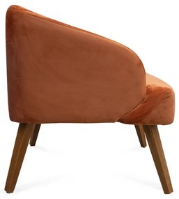 Kit 2 Poltronas Decorativas Lara Pés de Madeira Veludo Terracota - Sheep Estofados - Laranja