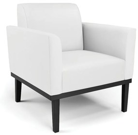 Poltrona Decorativa Isabella Pés Fixo em Madeira Preto PU Branco G19 - Gran Belo