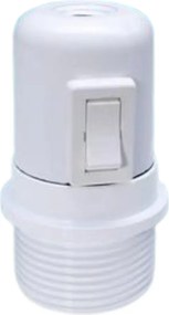 SOQUETE E27 BAQUELITE SEMI-ROSCADO C/TECLA DIÂM.38MM C/NIPLE M10X1 BRANCO